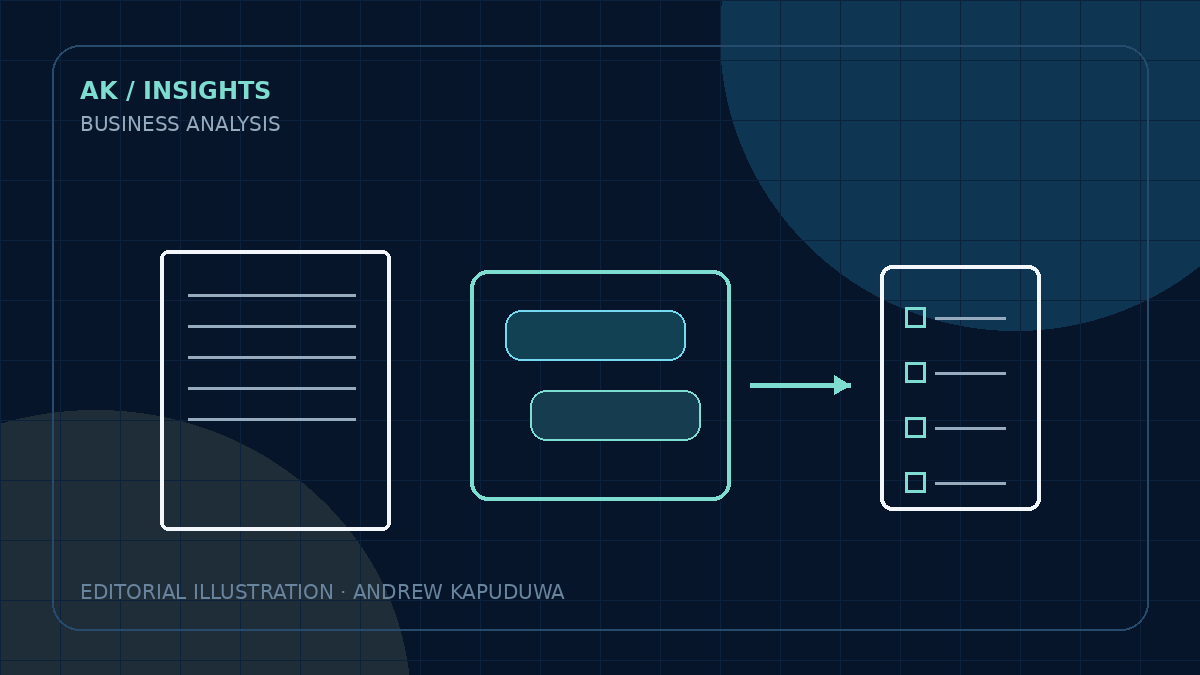Can LLMs Write Business Requirements and User Stories? Yes—but That Is the Wrong Question editorial illustration